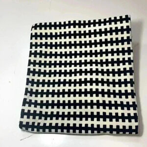 Soft off-white  w black cushion cover with zipper. 18 1/2” x 19 1/2”